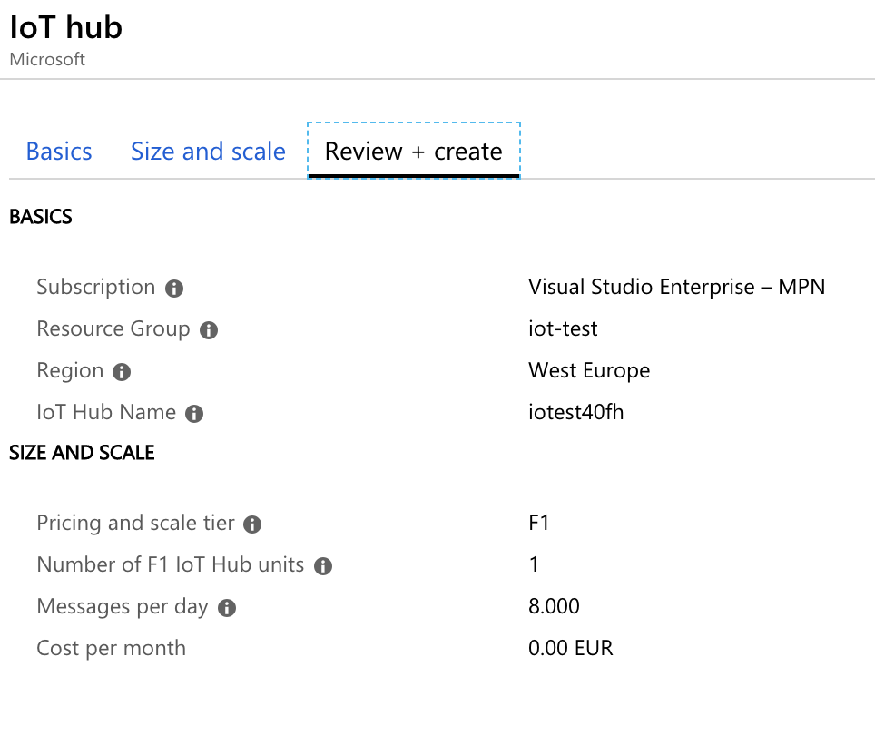 Azure IoT Hub Settings
